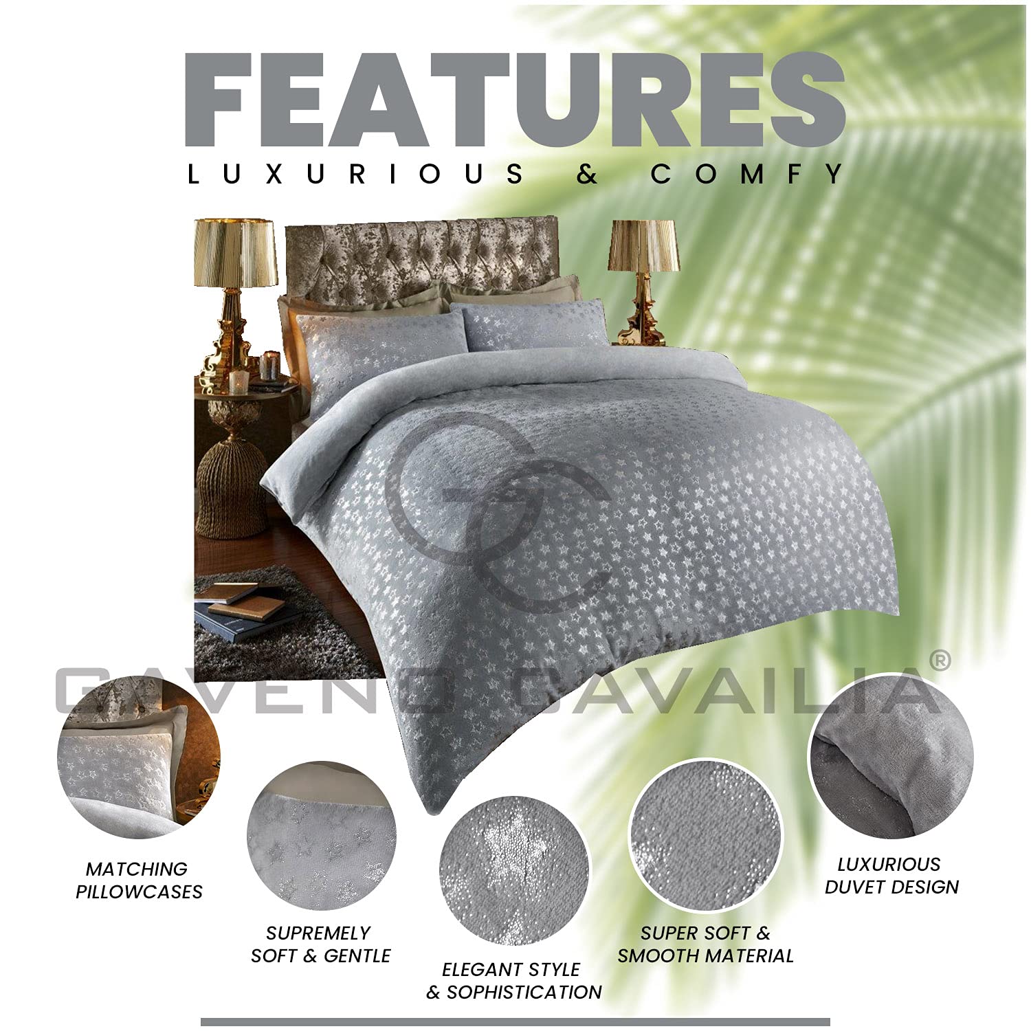 GC GAVENO CAVAILIA Funda de edredón de Forro Polar, Acogedor Juego de Cama Individual de lámina de Estrella, Fundas de edredón esponjosas, Gris