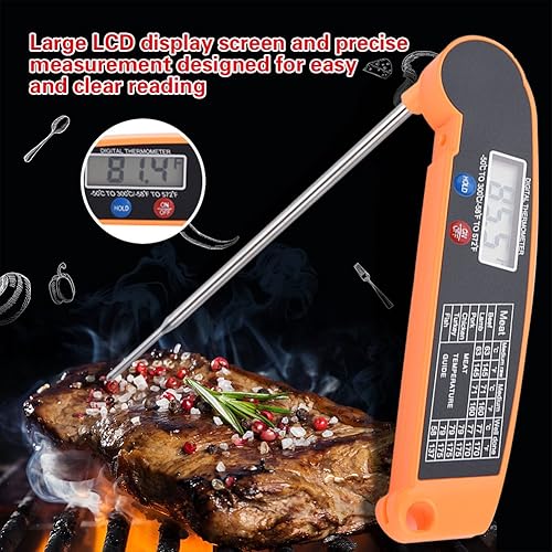 Miniatura 2 de Termómetro de carne, termómetro digital LCD para cocinar alimentos con sonda interna plegable para cocina, cocina al aire libre, barbacoa, parrilla,
