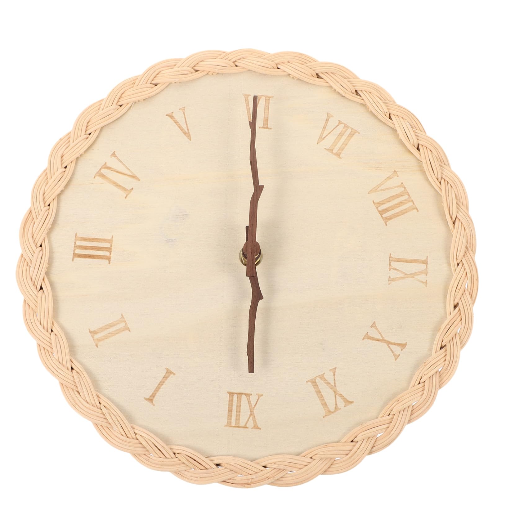 Horloge murale ronde cannage tissee Uonlytech en rotin silencieuse a piles maison