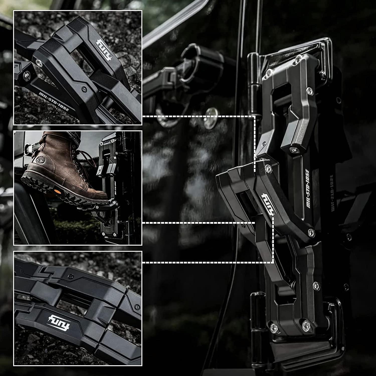 Amazon | ドアヒンジステップアルミ折りたたみフットペダルJeep