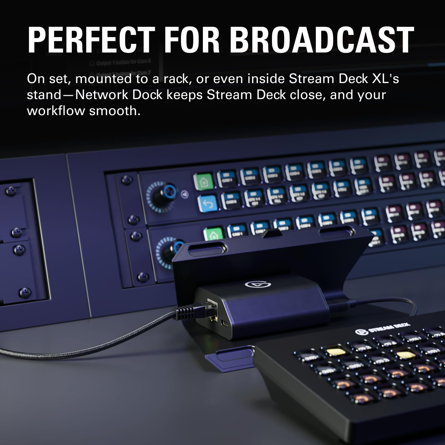 Elgato Station d'accueil réseau pour Stream Deck - Adaptateur Ethernet Filaire, Alimentation PoE ou USB, Installation Facile sur l'appareil, se Monte sur Un Bureau, Un Mur ou Un Support SDXL, pour