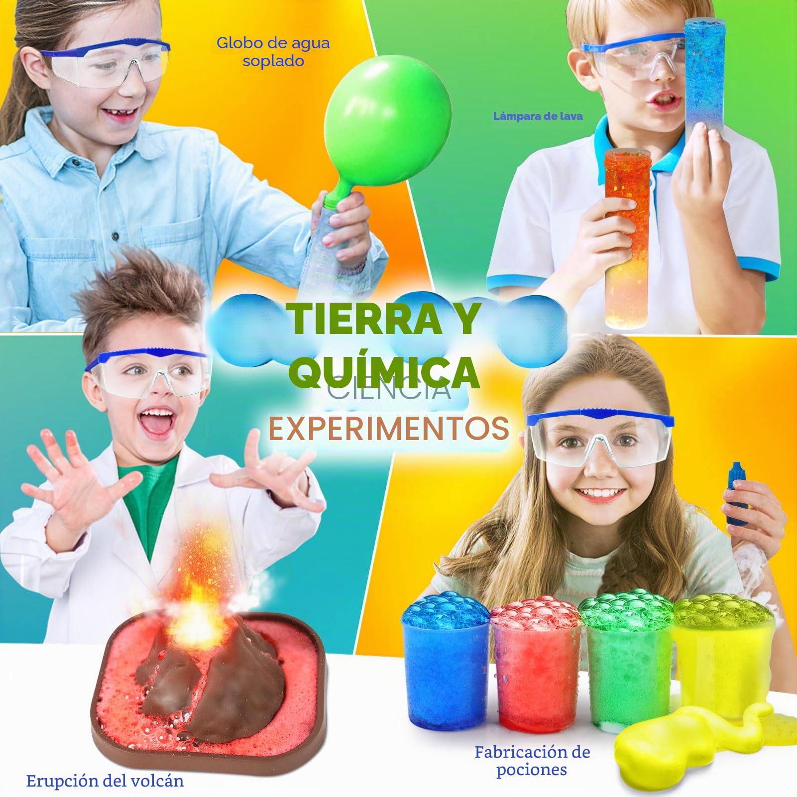 UNGLINGA 111 Experimentos Científicos Para Niños – Kit De Química Con Volcán Y Cristales – Regalo Educativo Para Mayores De 8 Años