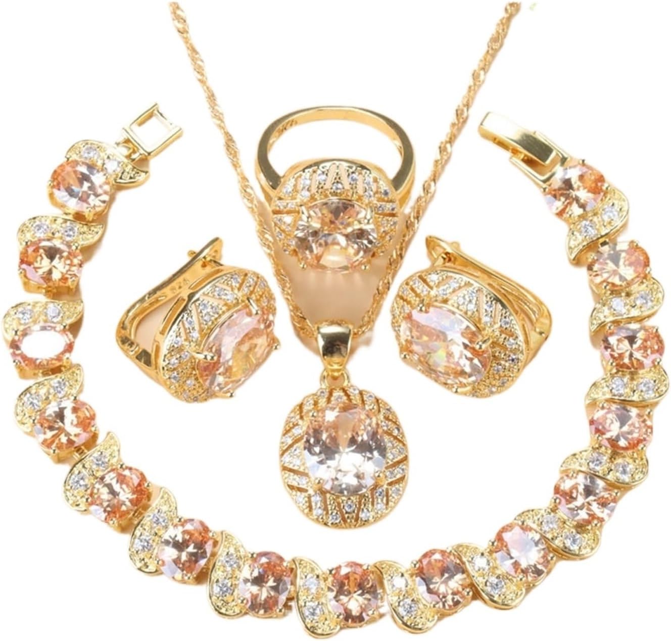 Accessories Bracelet Sets Clip Earrings Necklace And Ring Bridal Jewelry Sets nicely