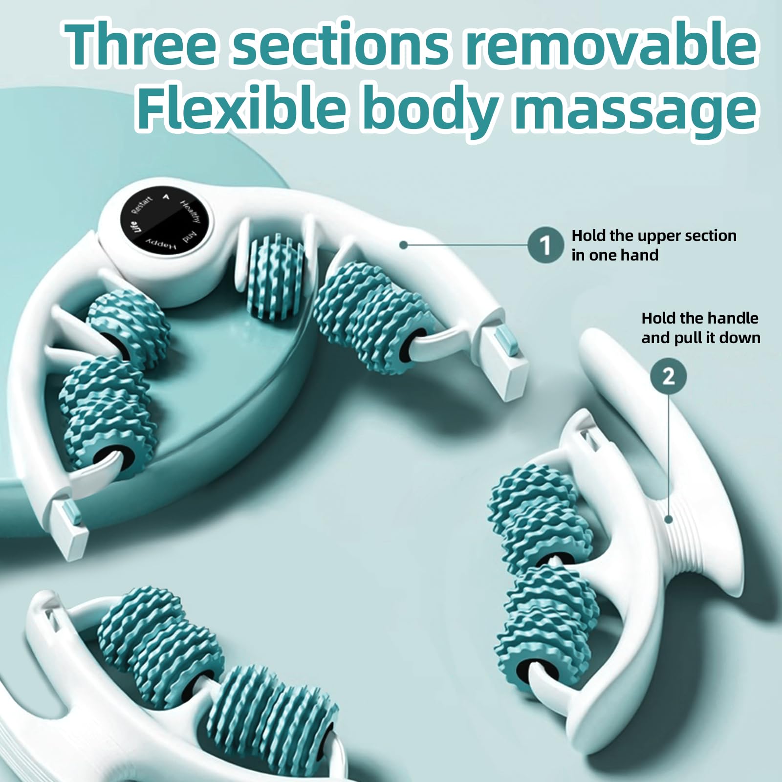 Hossom Masseur Manuel Anti-Cellulite avec Poignées Amovibles - Rouleau de Massage Professionnel pour Cuisses, Jambes et Fesses - Stimulation Fasciale et Drainage Lymphatique (Vert)