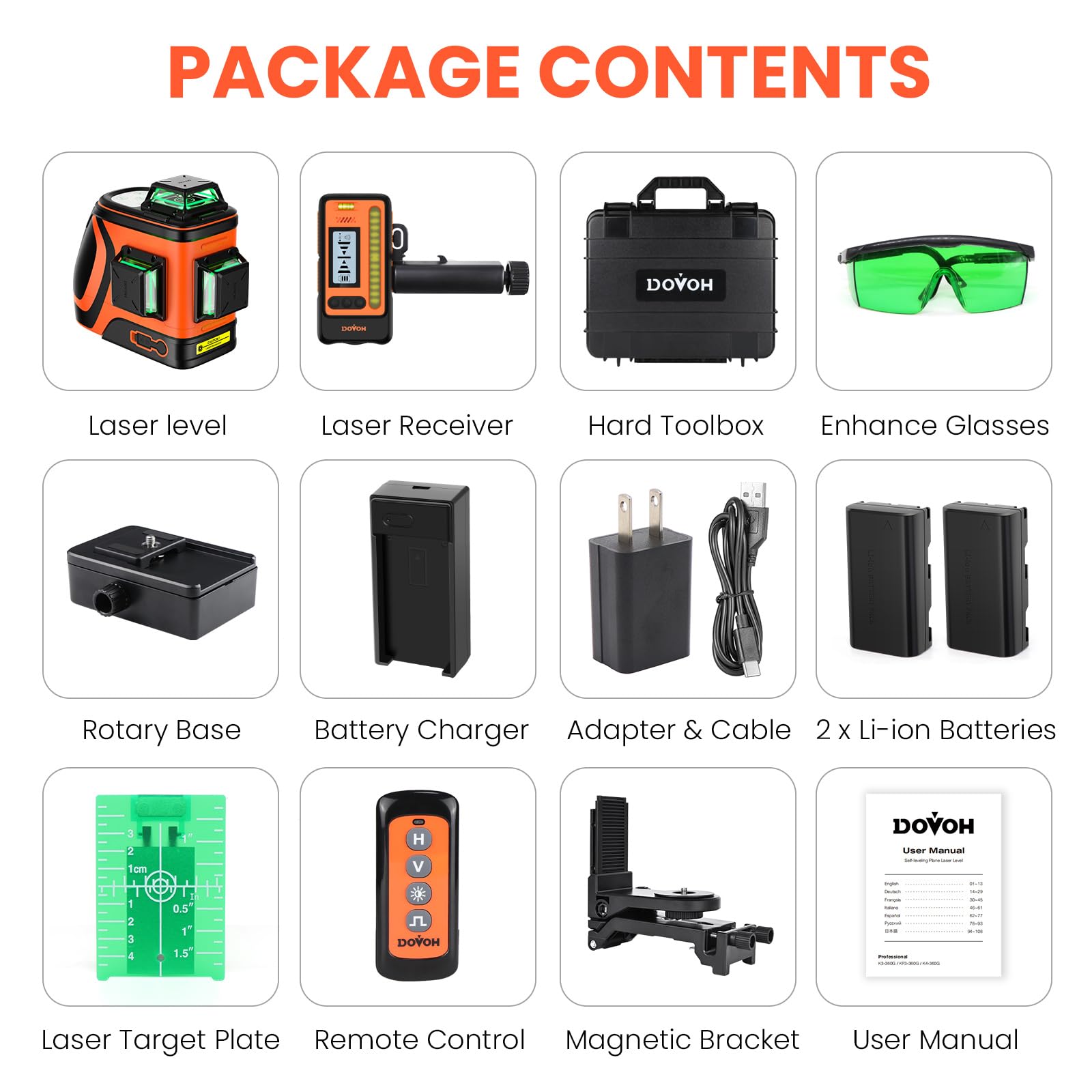 DOVOH 360 Laser Level Kit - Outdoor & DIY -7