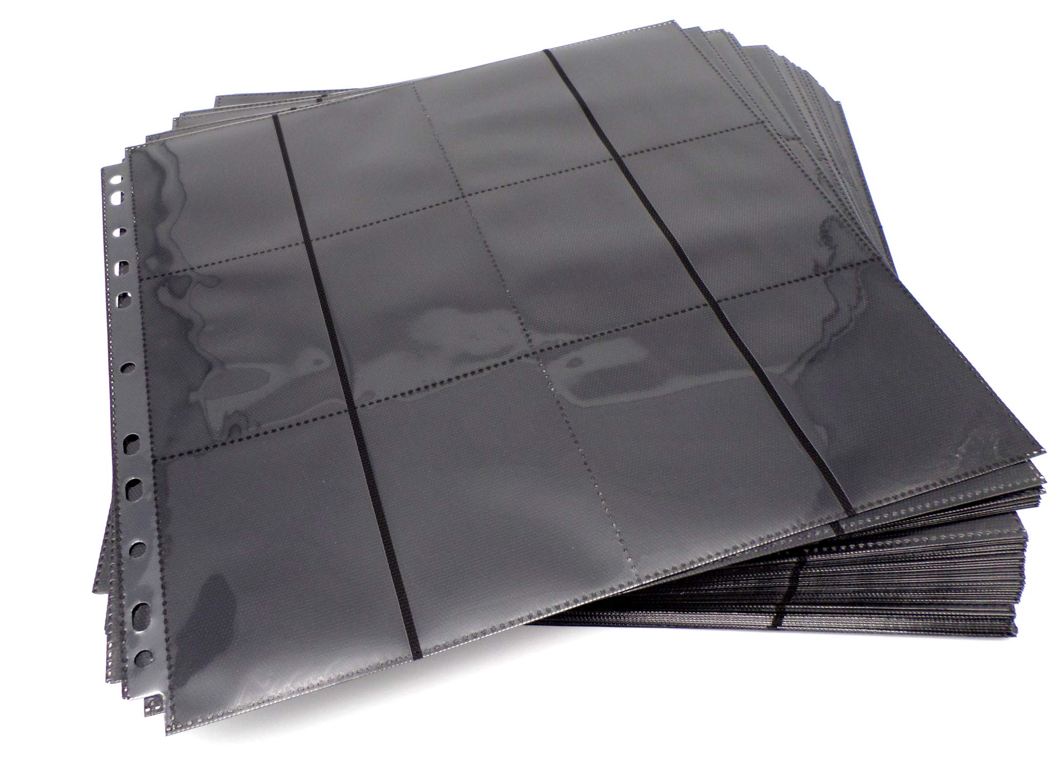 docsmagic.de 50 24-Pocket Playset Pages Black - Sideloading - MTG PKM YGO - 11-Hole, 50 24-pocket Pages, 12 x 11.5 inches