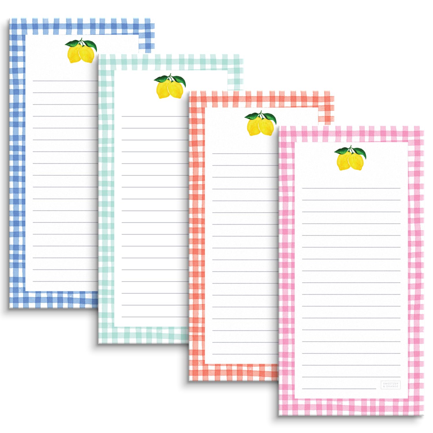SWEETZER & ORANGE S&O Magnetic Notepads for Refrigerator 4 Pack - Magnetic Note Pad for Fridge Sets - Magnetic List Pads for Refrigerator - Magnet Notepads for Refrigerator - 3.5 x 7, 45 Pages