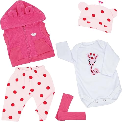 Ropa de muñeca Reborn de 17 a 20 pulgadas, accesorios de ropa de muñeca de bebé niña, conjuntos de 5 piezas