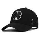 Clover Hats for Men Women, Black Lucky Golf Baseball Cap,4 Leaf Hat,Embroidery Cap