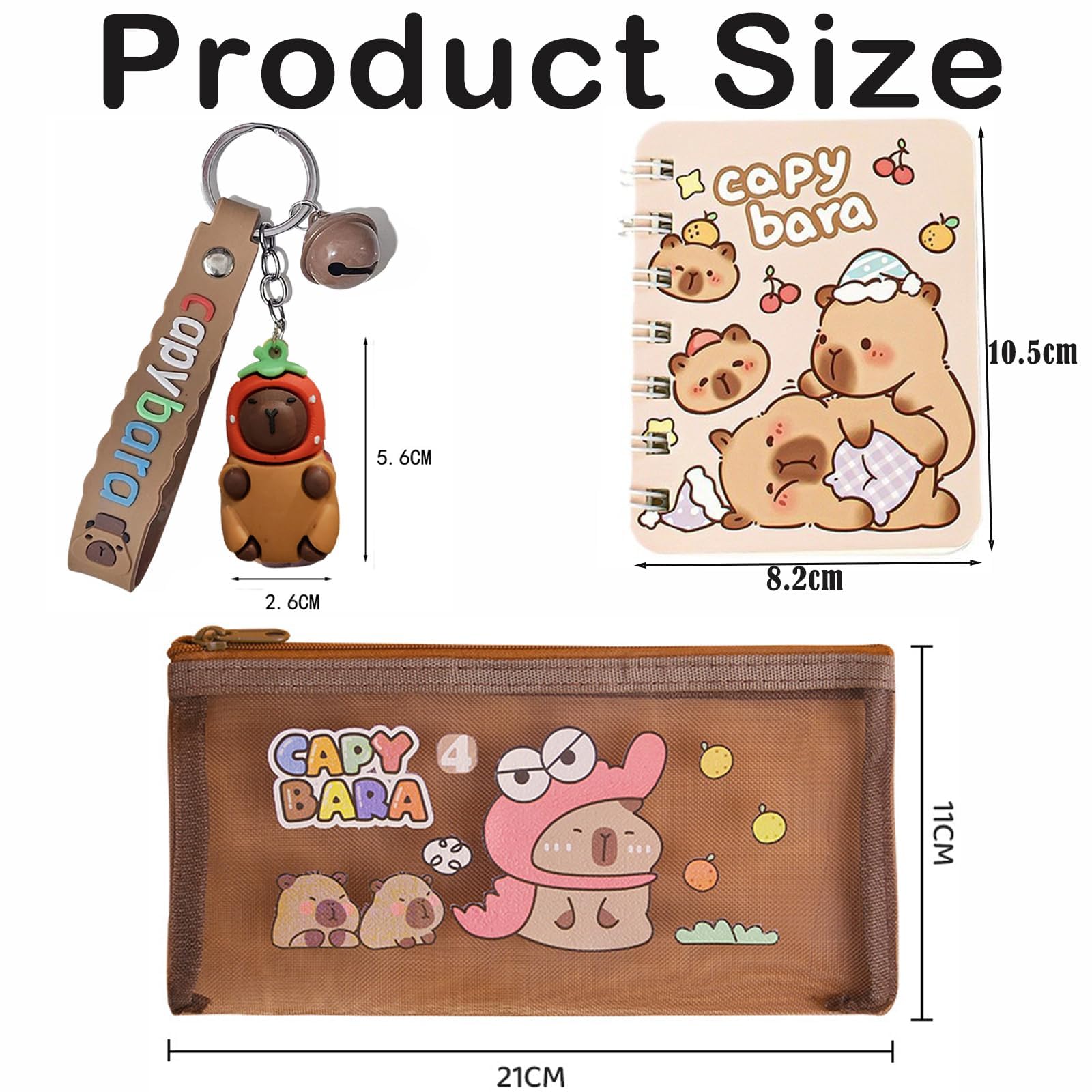 1 Set Capybara Stationery Set, Pencil Case Set, School Supplies, Includes Pen, Notebook, Stickers, Keychain and Pencil Pouch, Perfect for School, Office, or Travel, Gifts for Students Stationery - Image 2