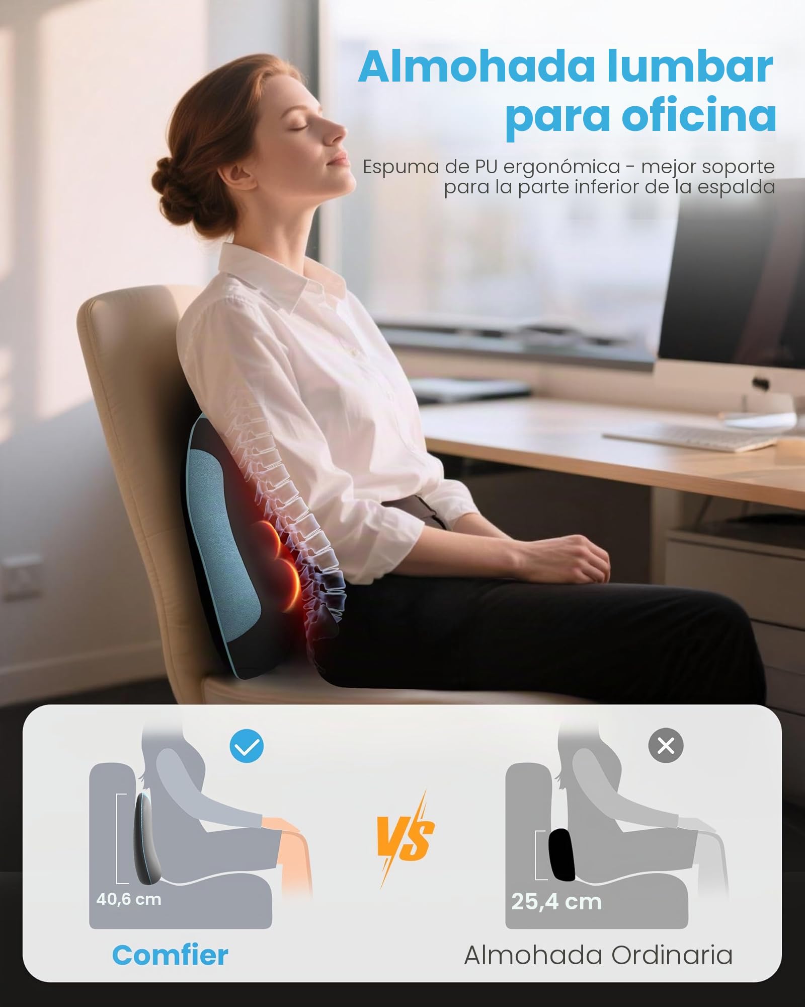 COMFIER Masajeador Cervical y Espalda Inalámbrico con Función de Calor, Cojín de Masaje Shiatsu para Aliviar el Dolor de Cuello y Hombros, Masajeador Espalda y Lumbar, Regalo para Mujeres y Hombres