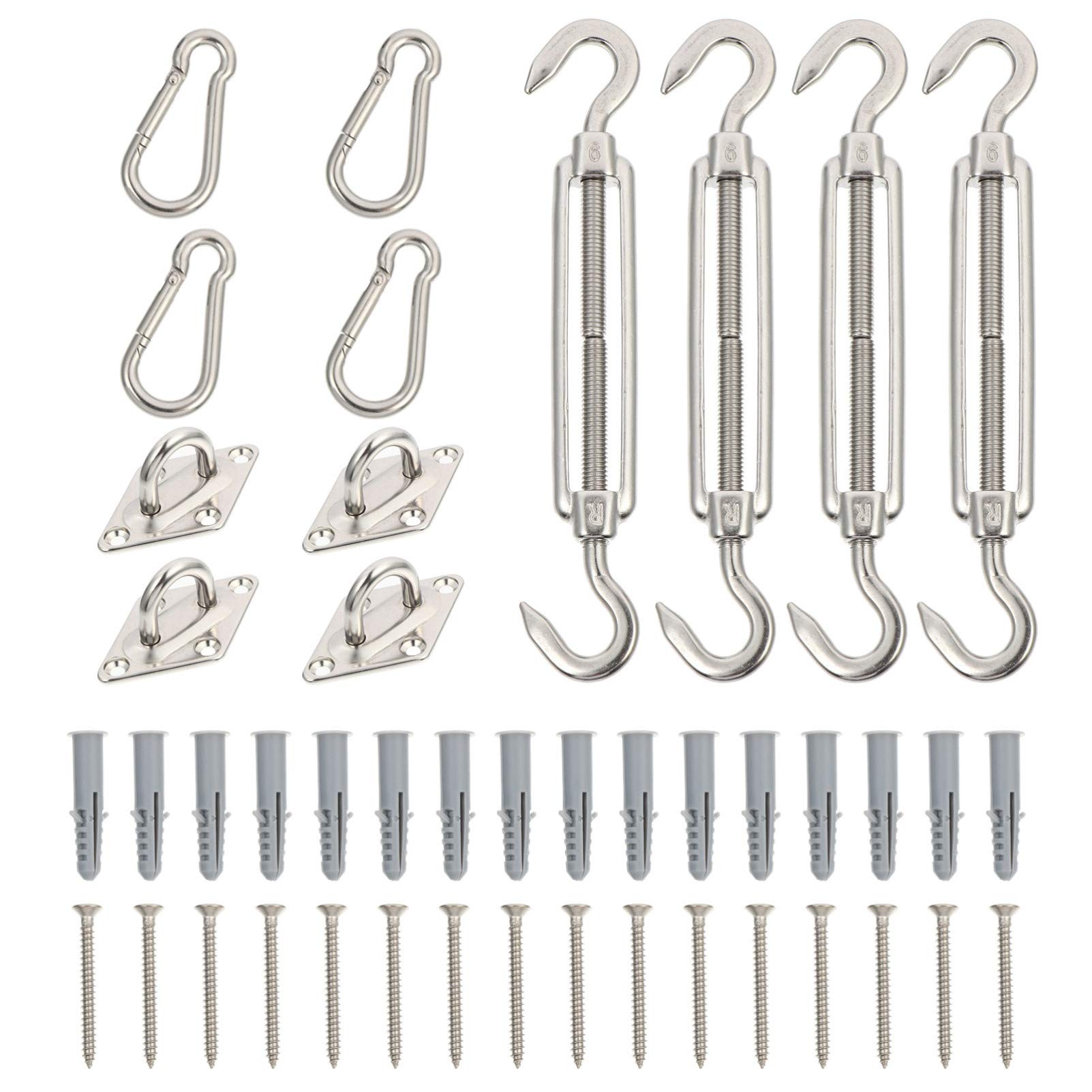 BESPORTBLE Stainless Steel Rigging Stainless Steel Sun Shade Sail Hardware Kit & Mounting Tool Awning Hook Canopy Hardware Kit Sunshade Mounting Kit Hook Tool Camping Fixed Buckle