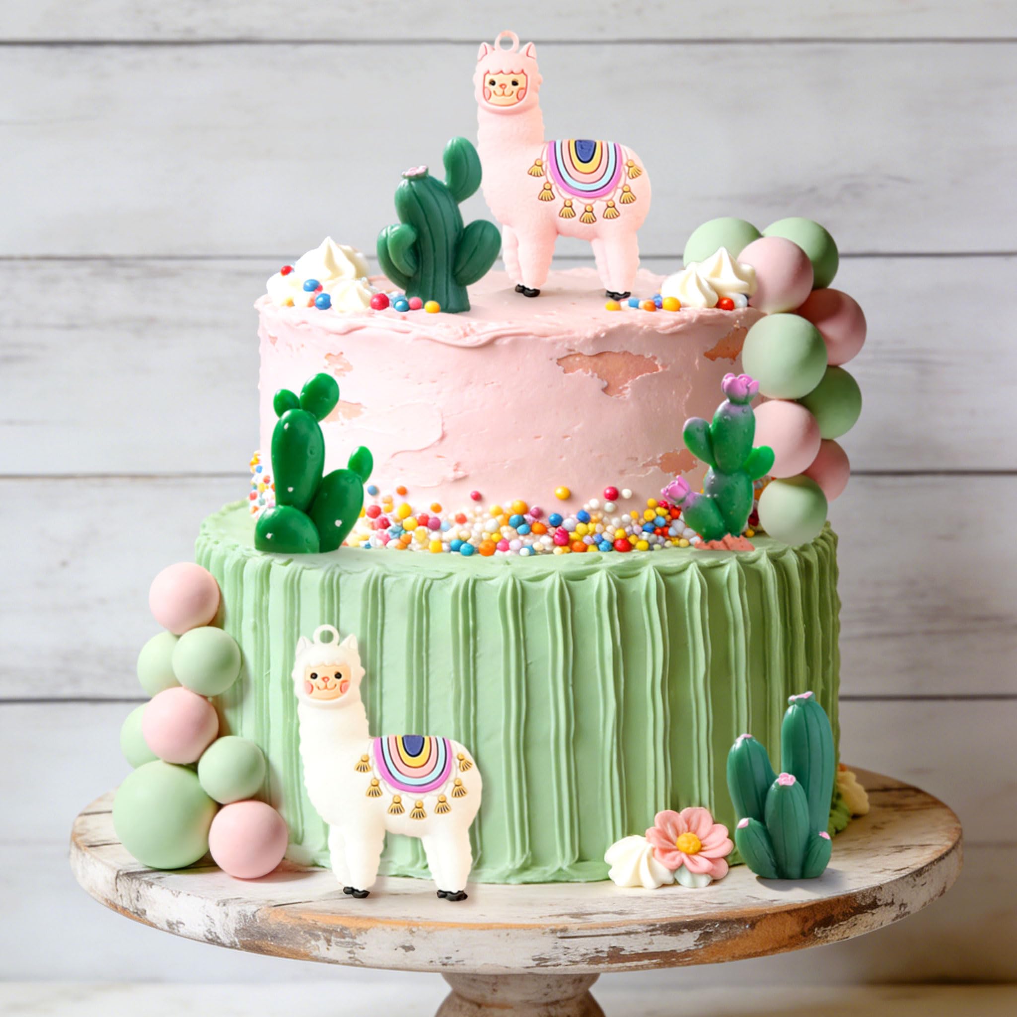 Llama Cactus Alpaca Cactus Cake Topper Decorations for Mexican Fiesta Birthday Baby Shower Cinco De Mayo Party Supplies