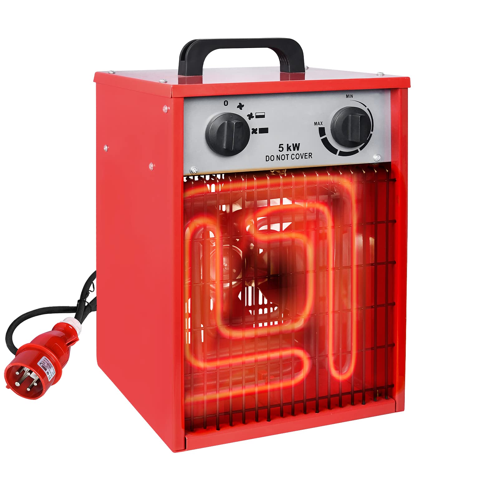 NAIZY 5KW Calefacción Eléctrica 400V Calefactor Eléctrico Profesional con Ventilador, Calefactor Eléctrico con Termostato y 4 Niveles de Calefacción, con Protección Contra Sobrecargas