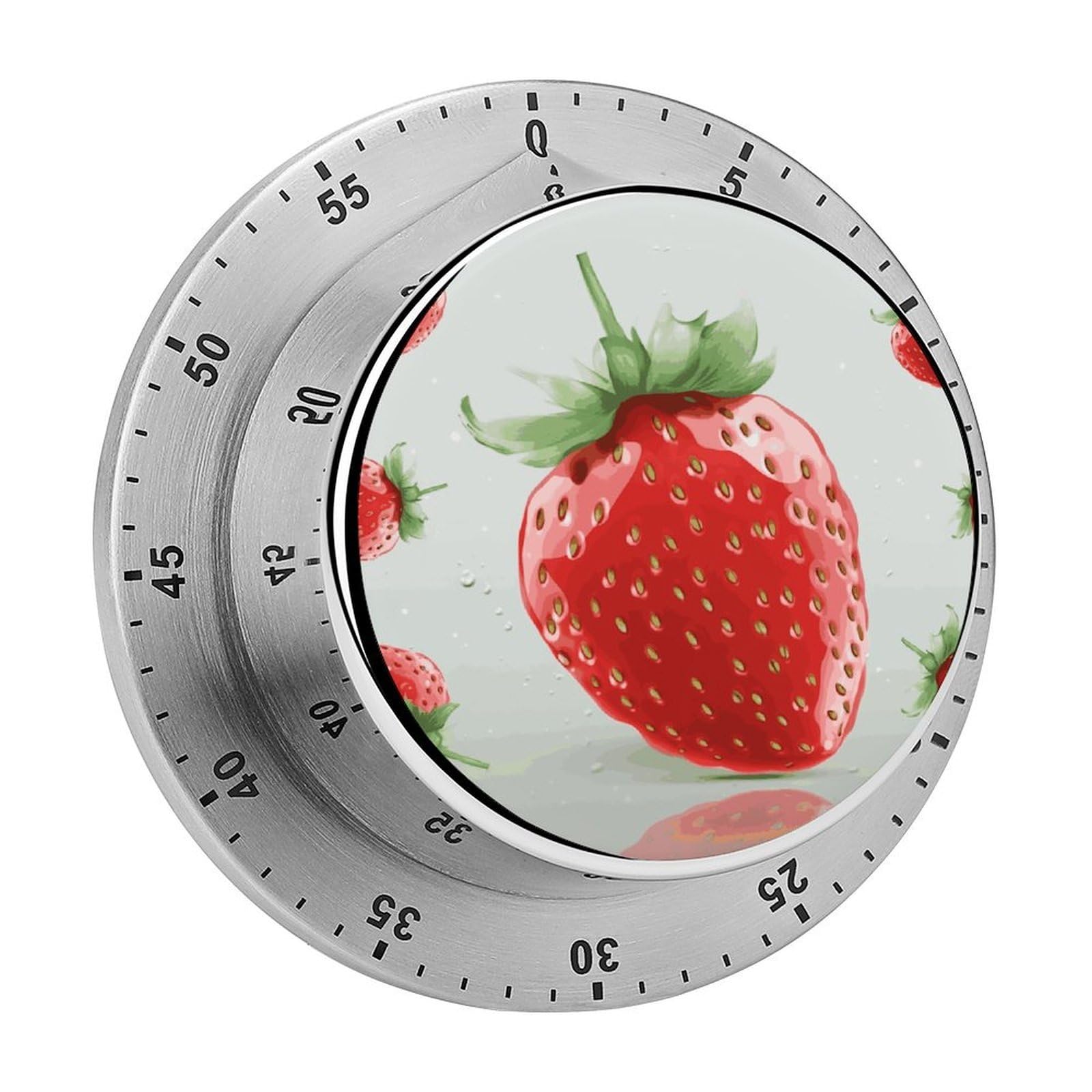 Lovely Strawberry Timer Loud Mechanical Timer Stainless Steel 60-Minute Kitchen Timers Waterproof Chef Cooking Timers Sport Countdown Clock Portable Countdown Alarm Adult