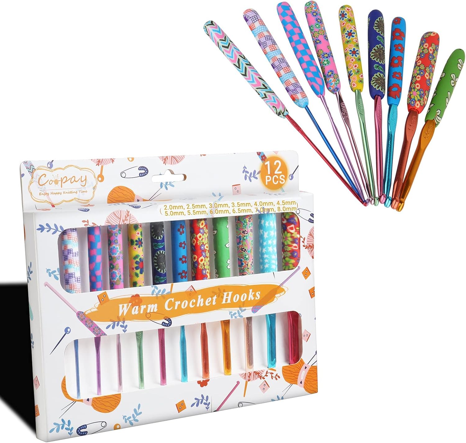 Coopay Warm Crochet Hooks and Warm Crochet Hooks Plus, Pretty Crochet Hooks Set Best Crochet Gifts for Crocheter