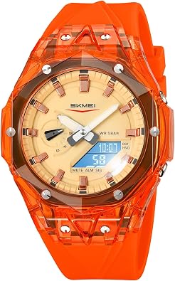 Unisex Analog Digital Transparent Outdoor Sports Watch Military Tactics Multi Function LED Electronic Large Waterproof Watch Candy Color Student Wrist Watch