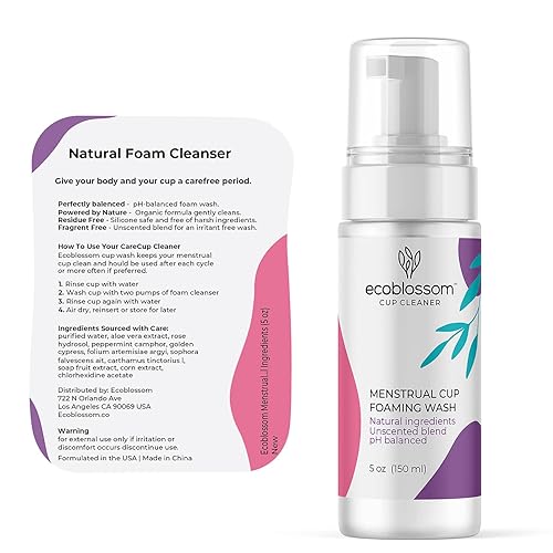 Miniatura 6 de Ecoblossom Limpiador de vasos menstruales esterilizador espumoso sin perfume para discos de período de silicona toallitas limpias ingredientes