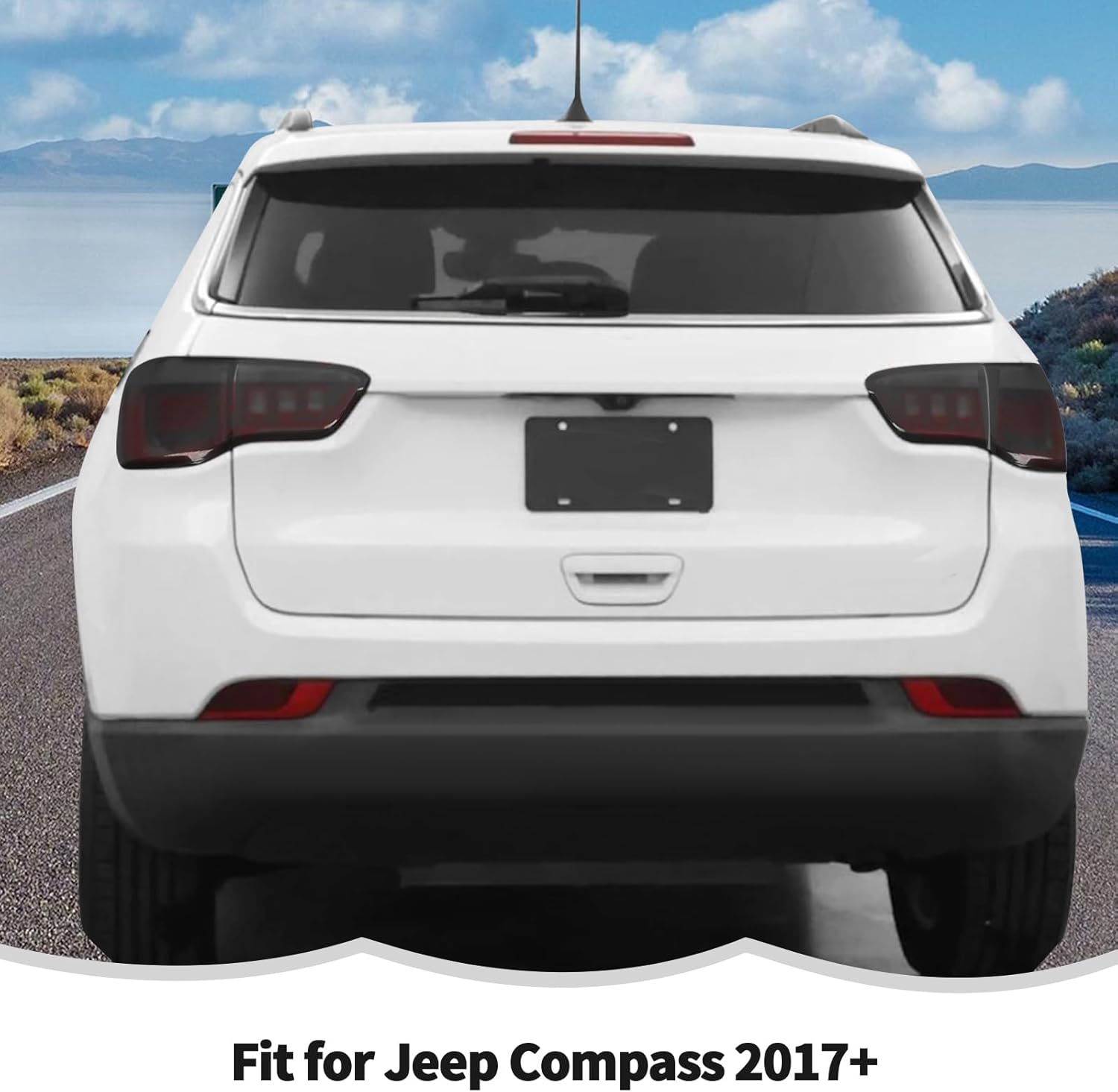 RT-TCZ Smoked Black Tail Light Lamp Cover Guard Trim Decoration Exterior Accessories for Jeep Compass 2017-2025