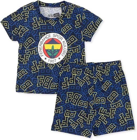 Fenerbahçe Erkek Bebek Pijama Takımı Bisiklet Yaka Kısa Kol Reçme