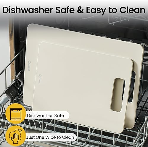 Miniatura 2 de Juego de 2 tablas de cortar de madera aptas para lavavajillas con asas, ideal para cortar carne, verduras, frutas, embutidos, regalo perfecto para