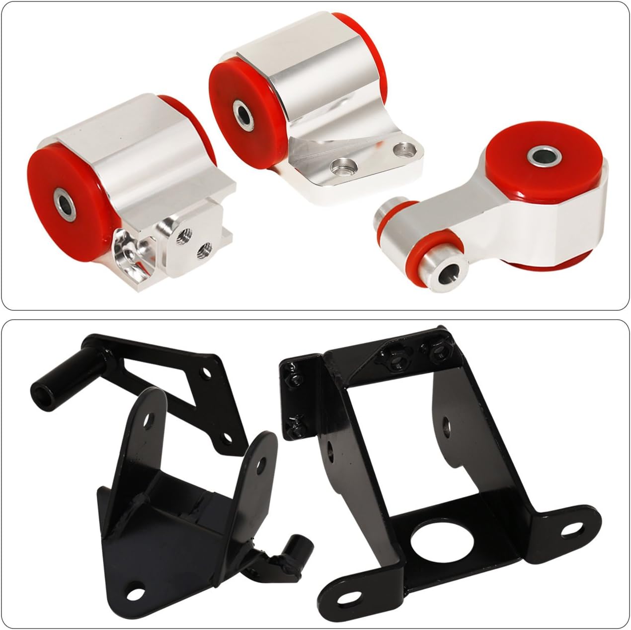 AJP Distributors JDM Billet Aluminum Steel Engine Motor Mounts Kit Polyurethane Bushings Set Compatible/Replacement For Civic Si FG FA FD K20 K24 Manual 2006 2007 2008 2009 2010 2011 06 07 08 09 10 11