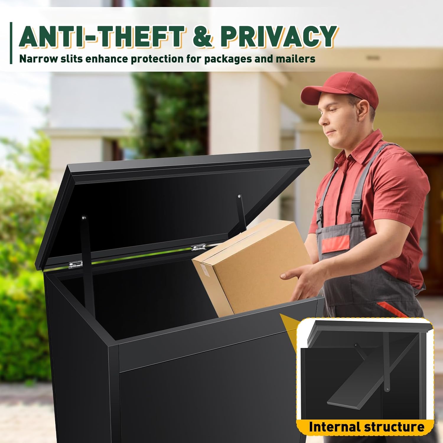 Package Delivery Boxes for Outside, Extra Large Parcel Drop Boxes with Secure Storage, Anti-Theft Galvanized Steel,Waterproof Package Delivery Box for Outdoor Porch (20.86'' L x 16.53''W x 44'' H)