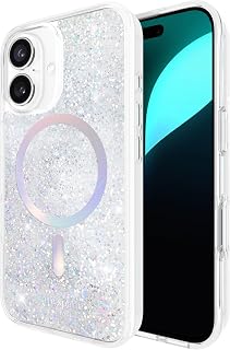 ケイトスペード ニューヨーク for iPhone 16用のスマホケース 背面型 Liquid Glitter マグセーフ Case 正規品 ケイトスペード ニューヨーク (Opal Iridescent)