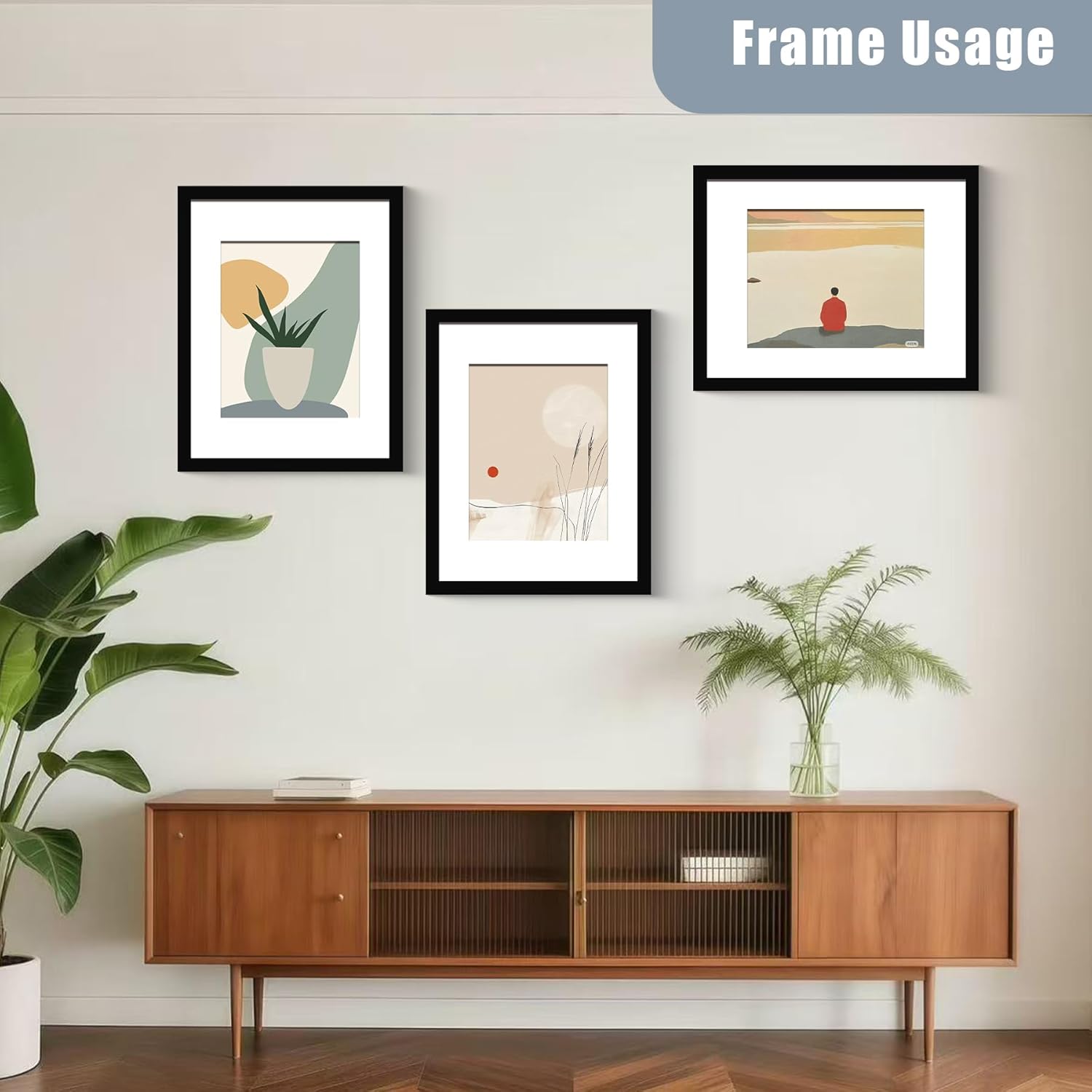 BESCRCL 12x16 Picture Frame Black Set of 6, Diamond Art Painting Frames Display Photo 8.5x11 or 12 x 16 without Mat, Wall Hanging Frame with Plexiglass