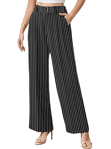 Betusline Women's Wide Leg Pants Business Casual Straight Office Trousers