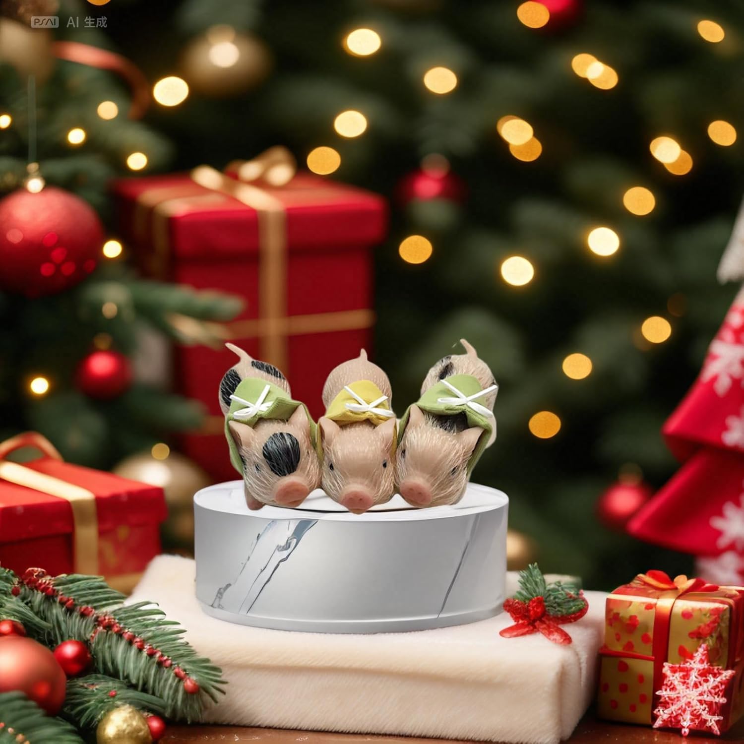 VOLOBE 5 Inches Silicone Piglet, Soft Mini Realistic Silicone Animal, Gift Box with Piglet Accessories, Kids Lifelike Reborn Doll（Ella）