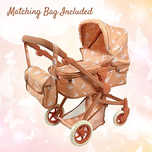 Miniatura 4 de Cochecito de bebé convertible combinado para niñas de 3 años en adelante  Cochecito de bebé de juguete para muñecas, moisés plegable ajustable con