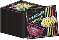 Vista 1 de 100 servilletas de decoración de los años 80 de 13 x 13 pulgadas, servilletas de fiesta de regreso a los 80, servilletas coloridas de hip hop