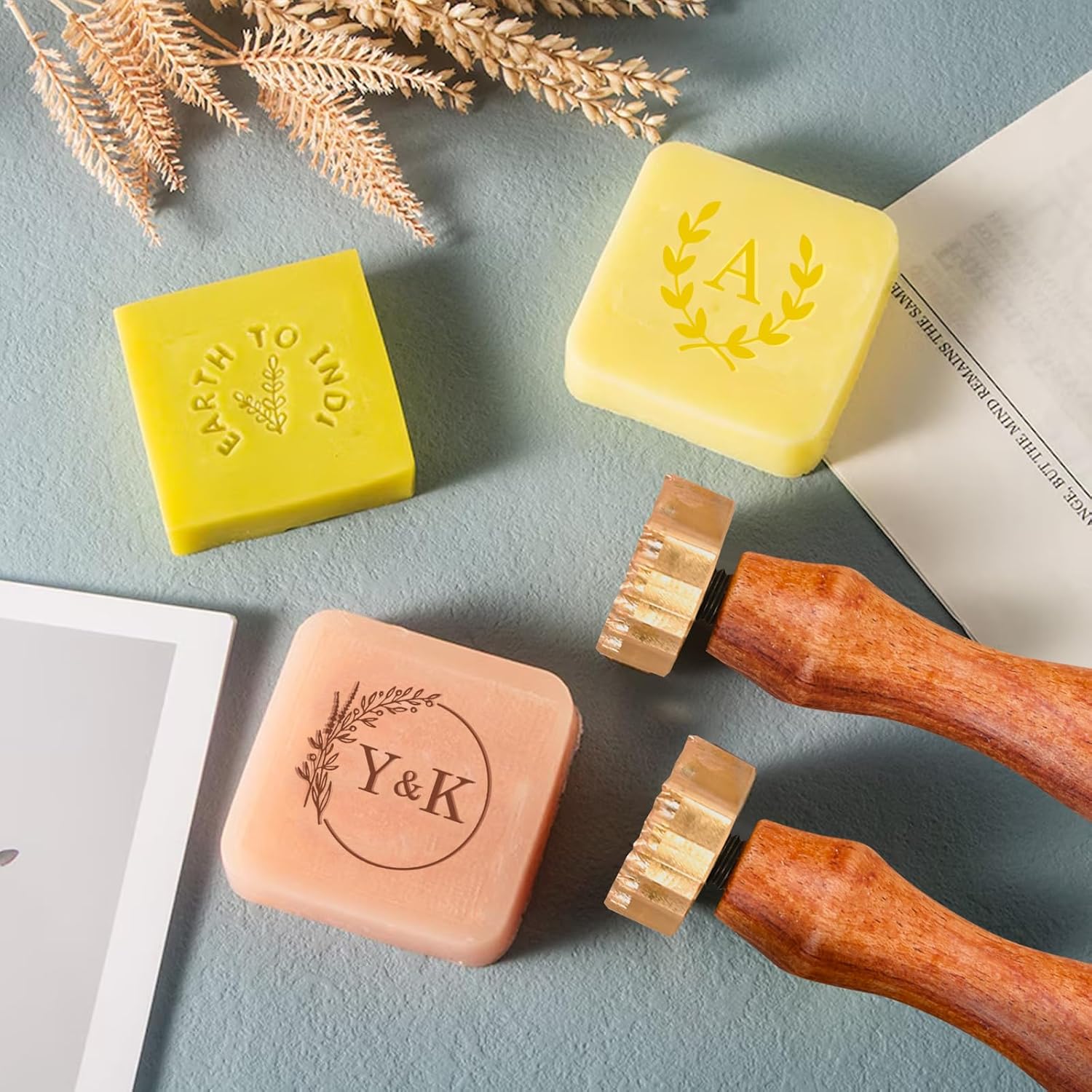 KAINSY Custom Soap Stamp, Personalized Soap Stamp for Handmade Soap, Create Unique Logo Design, Soap Imprint Signature Stamp, Personalized Gift for Soap Makers, DIY Homemade Soap Tools(2 inches)
