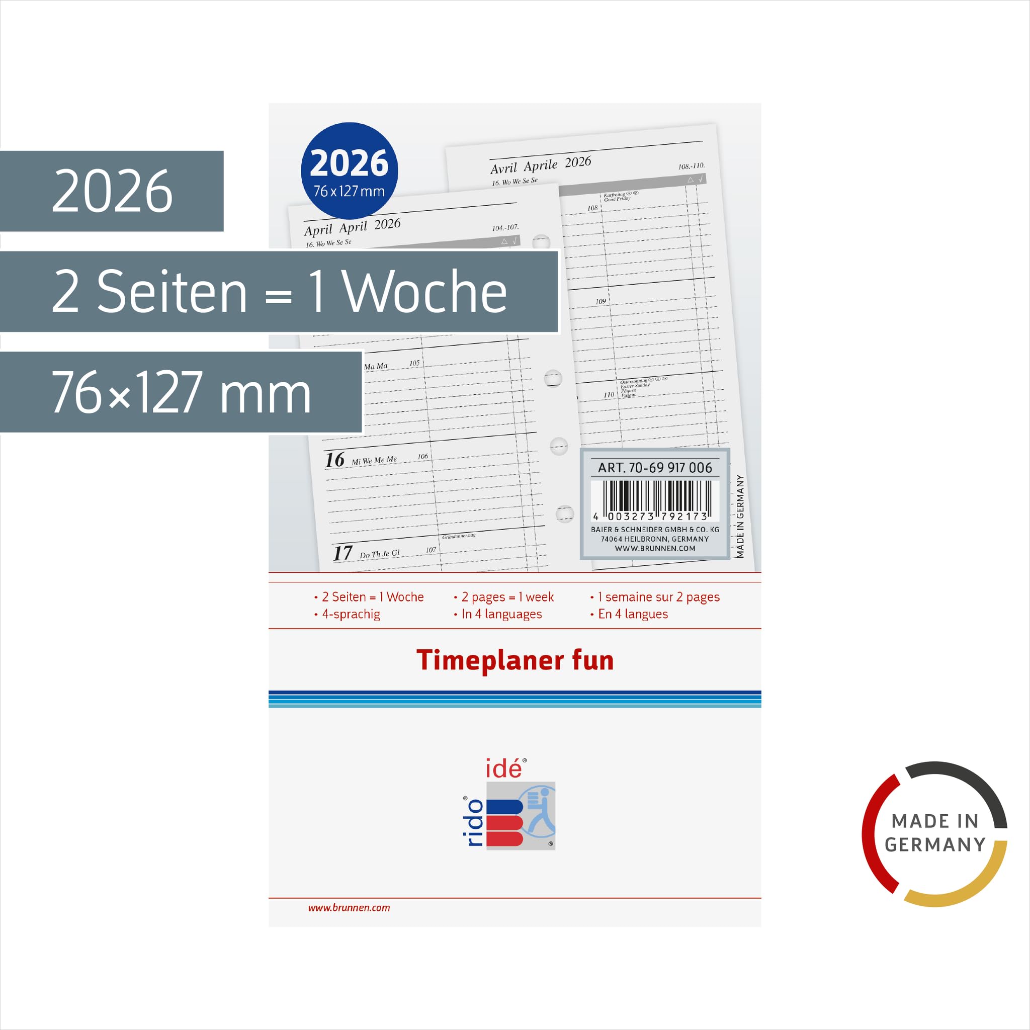 RIDO Buchkalender Rido Kalender 2024 BK Chefplaner Miradur Schwarz 70 21813904 Mit Eckperforation Zeichenband S098202n