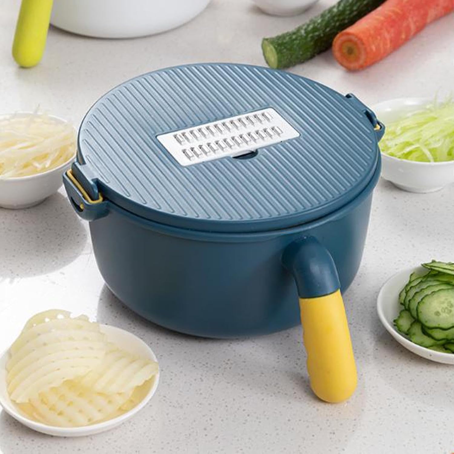 Kitchen Slicer - Kitchen Shredder with Container,Potato Slicer,for Home Cooking Meal Prep Salad Making Camping Picnic Party Barbecue Dormitory Restaurant