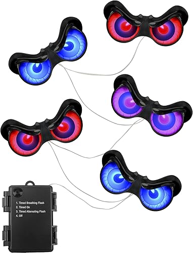 Miniatura 7 de Decoraciones de Halloween, ojos miradores intermitentes, ojos LED animados espeluznantes, actividades oscuras, decoraciones brillantes de Halloween,