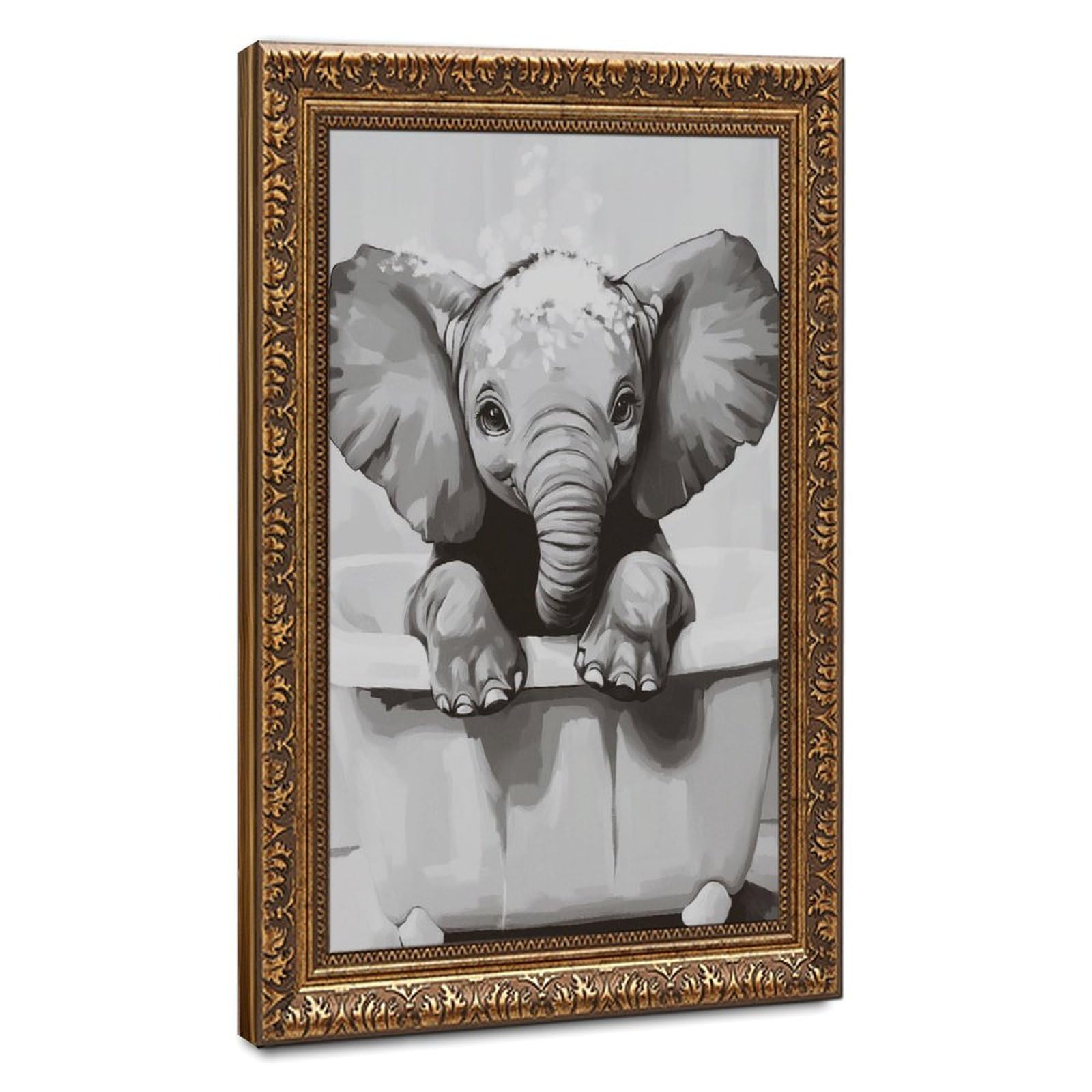 Bareronor Bathroom Elephant Poster Canvas Poster Bedroom Decor Landscape Office Room Decor Gift 24" L X 36" W
