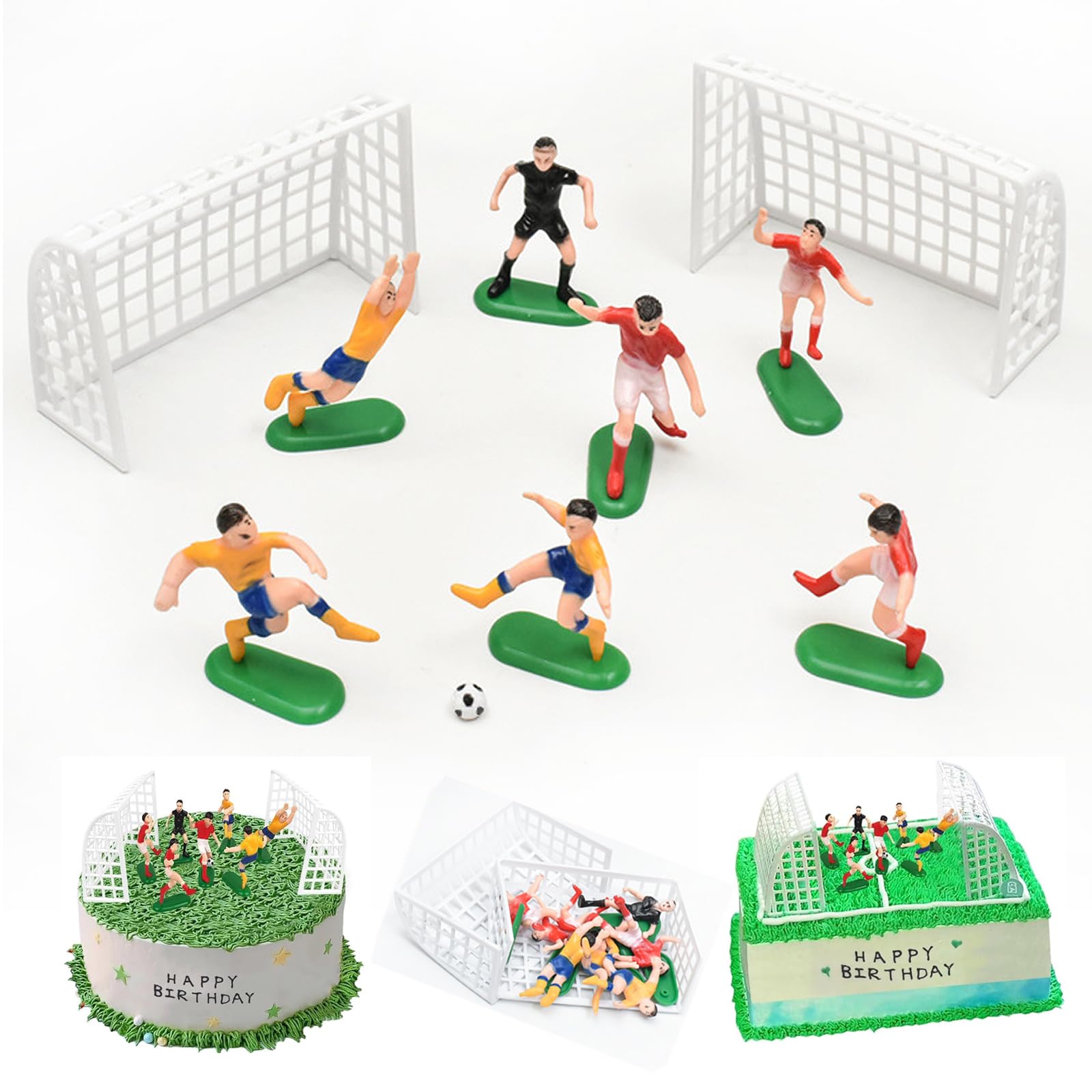 Silars Decorazioni Torta Compleanno Calcio, 7pz Topper Torta Acrilico Calcio Cake Topper Compleanno, Calcio Cake Topper in Acrilico per Torta Festa Compleanno fai da te
