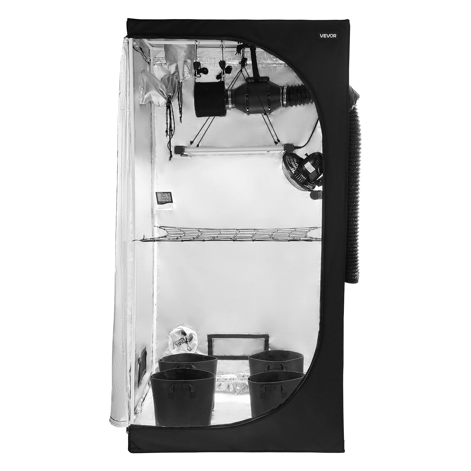 VEVOR Armario de Cultivo Interior 100x100x200 cm, Carpa de Cultivo con luz LED de Espectro Completo y Sistema de Ventilación, Mylar 600D de Alta Reflectancia, Tienda para Plantas, Flores, Verduras