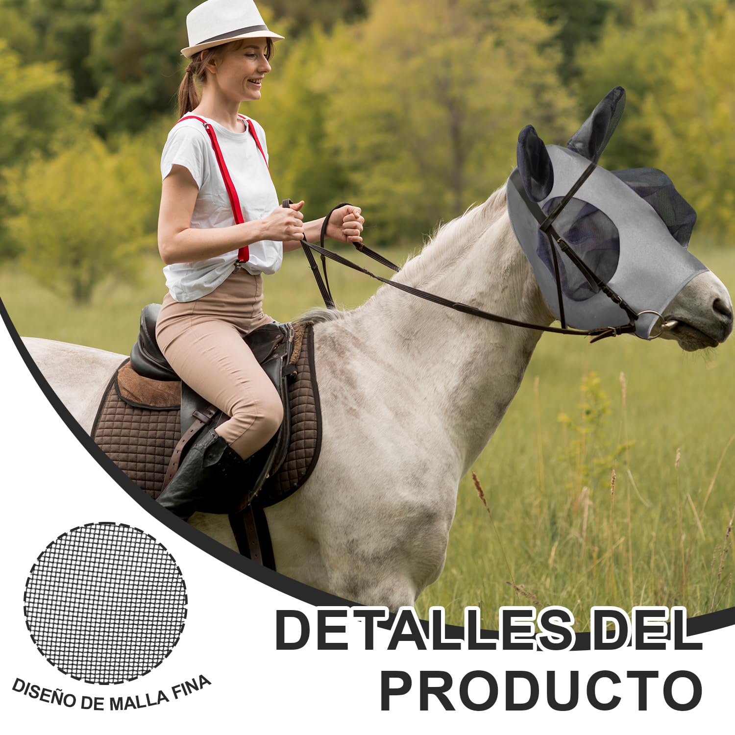 Voarge Horsefly Mask, oddychająca elastyczna siatka ochronna, odstraszająca komary, owady, wielokrotnego użytku, szara