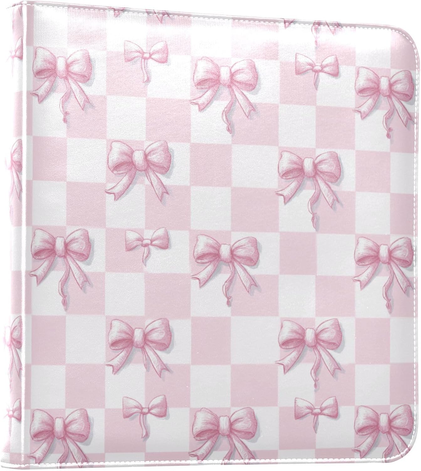 ALAZA Cute Bows Plaid Photo Album Self Adhesive Scrapbook Album PU Leather Cover 3 Ring Binders Photo Book for Wedding Family Travel Memory