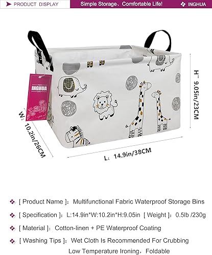 Miniatura 2 de INGHUA Cesta de almacenamiento rectangular de tela para juguetes, libros, ropa, regalos, mascotas, perfecto para el hogar, oficina, guardería,