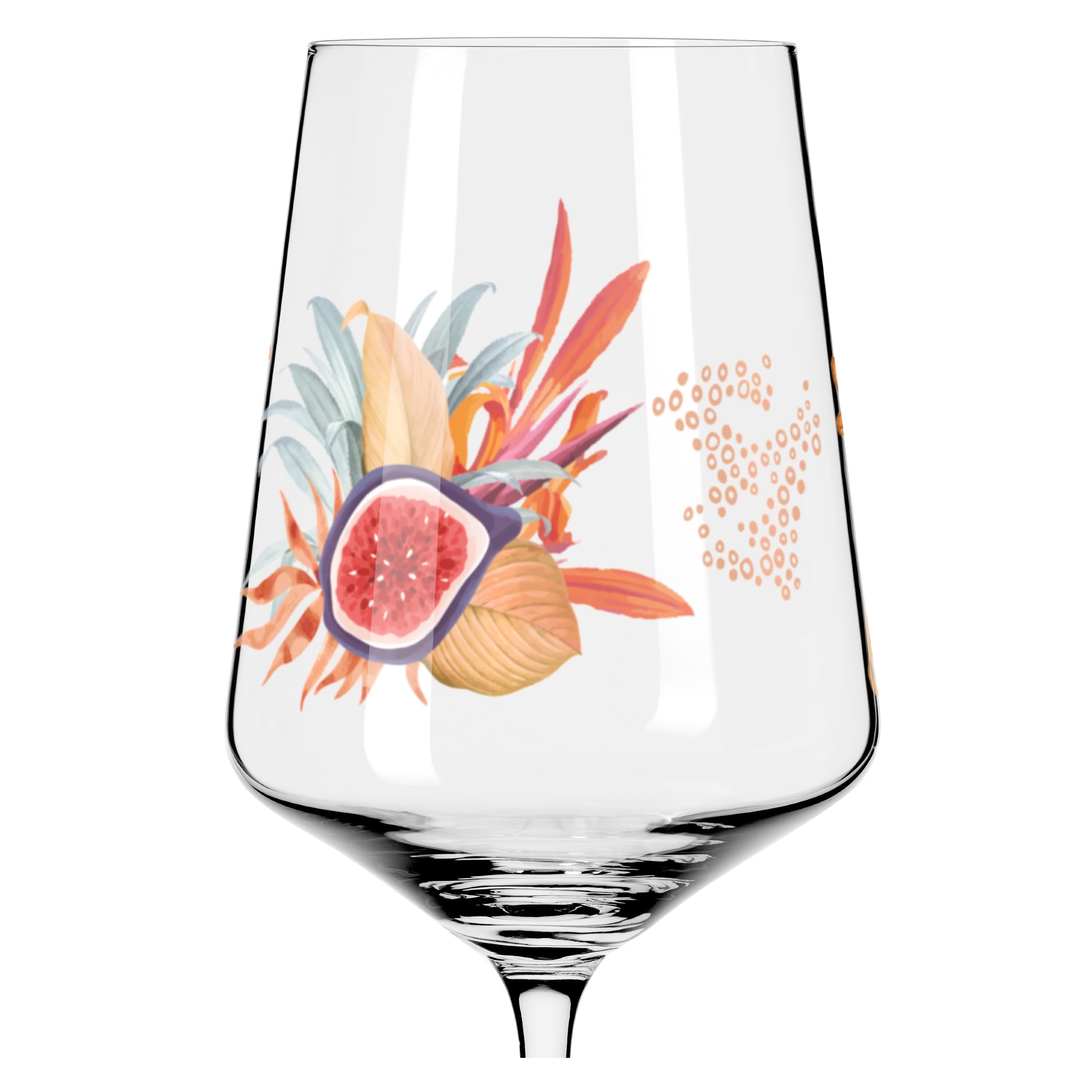 RITZENHOFF 6051004 Szklanki do aperitifu 500 ml - zestaw 4 szt. - seria Sommerrausch - motyw roślin tropikalnych - Made in Germany, pomarańczowy
