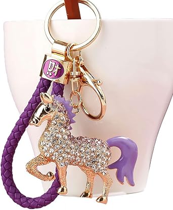 2026 Horse Keychain, Chinese New Year Horse Year Keychain, Sparkling Rhinestone Horses Zodiac Keyring for Women