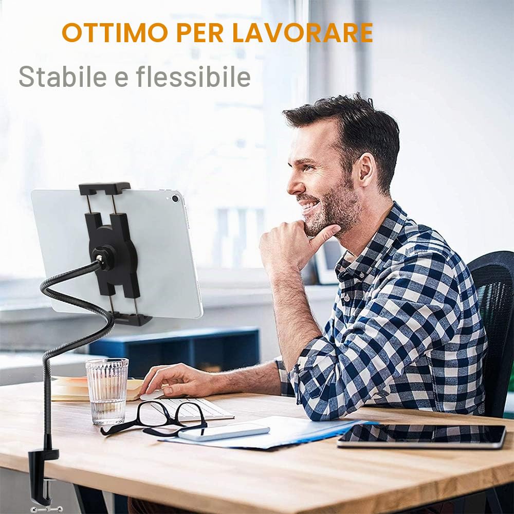 Collo Oca Supporto Tablet, Porta Tablet Flessibile Regolabile, Braccio Lungo Supporto per Scrivania, Tavolo, Letto, Compatibile con Nintendo Switch, iPad Pro Air Mini, Telefono e 4-12.9"