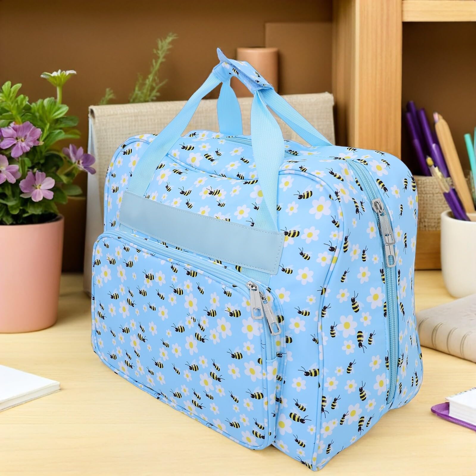 Gatuida Tragbare Nähmaschinentasche mit Trolley Multifunktionale Aufbewahrungstasche mit Mehreren Taschen Hängend und Platzsparend für Reisen und Strickzeug Organisation