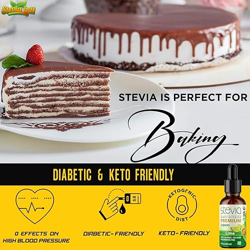 Miniatura 6 de Gotas de stevia de calidad prémium de lima líquida. Stevia líquida orgánica, sustituto del azúcar, naturalmente dulce, no amargo, 0 calorías, 0