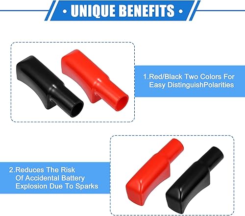 Miniatura 3 de 1 par de cubiertas de aislamiento para terminales de batería, 0.591 in, 0.59 pulgadas, cubierta superior universal para motocicleta y camión, PVC