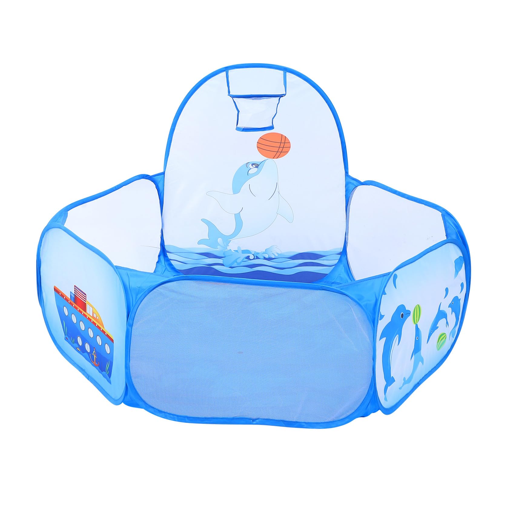 Piscina Giochi a Forma di Delfino in Poliestere Blu per Bambini